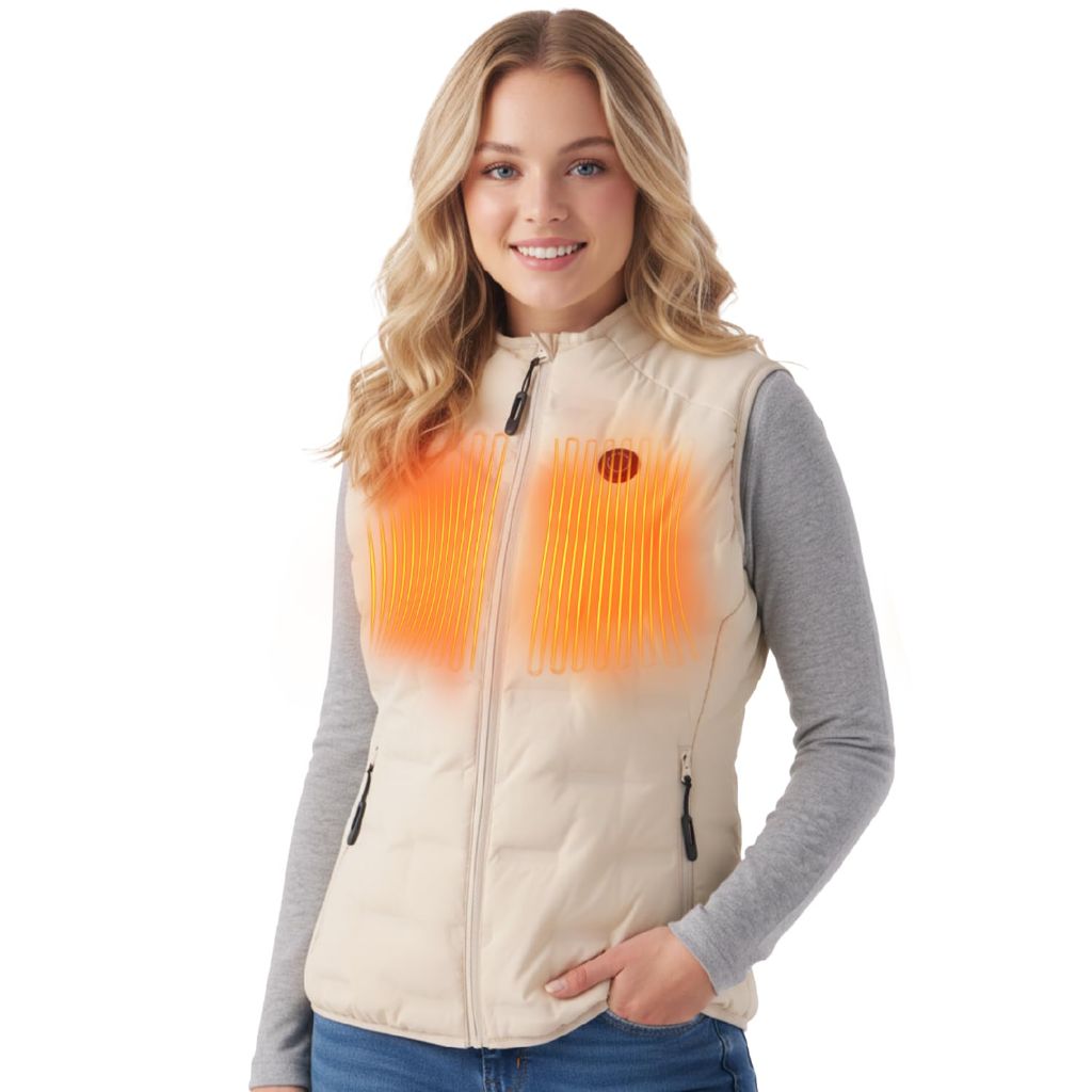 SZ L, InoKraft Women Heated Vest with Battery Pack, Lightweight (Slim-Fit) Quilted Vest (Charger Cable Included) | Cream White