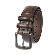 Columbia Men's Double Loop Belt-Casual Dress with Single Prong Buckle for Jeans, Khakis, Brown, Large