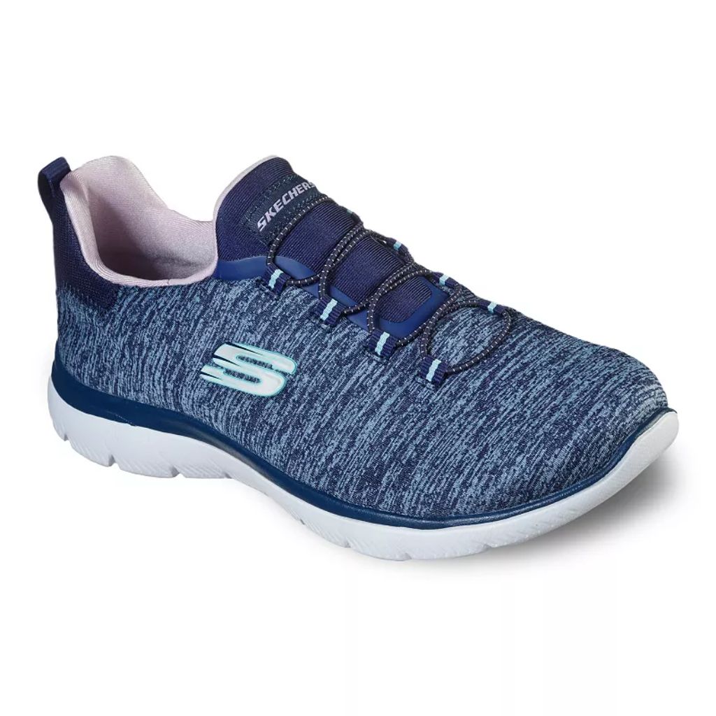 Skechers Women's Summits Quick Getaway Sneaker - Wide Width Shoes in Navy Blue, Size 9.