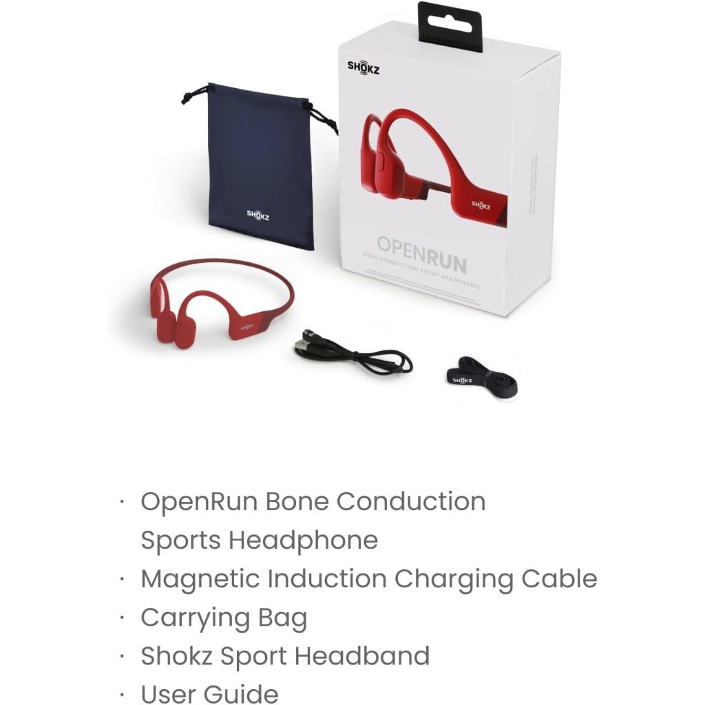 SHOKZ OpenRun/AfterShokz Aeropex Open Ear Bluetooth Bone Conduction Headphones - Red