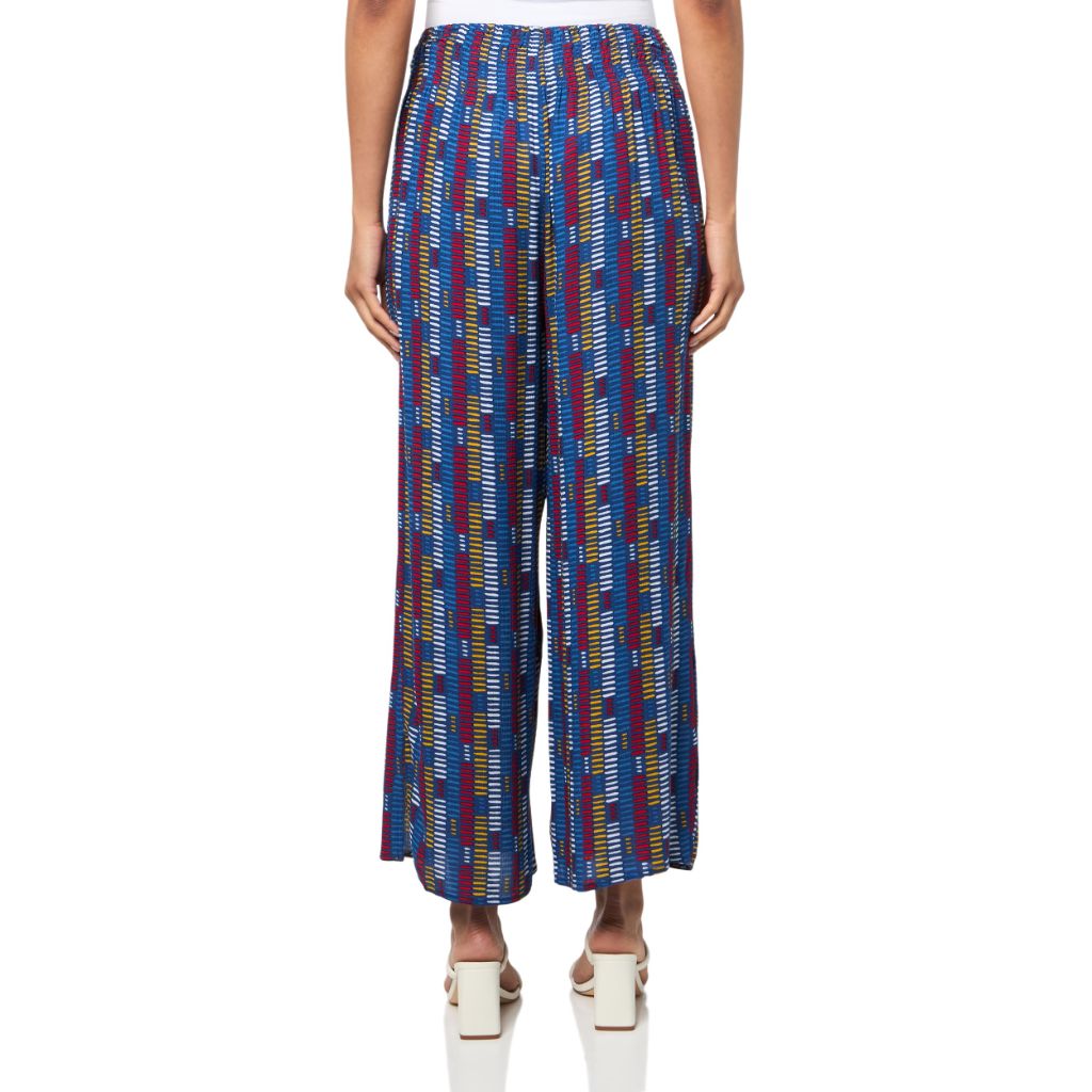 SLIM-SATION Elastic Shirred Waist Pull On Wide Leg Crop Pant, Stripe Multi