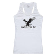 SZ M, Rapid Dominance Women's Graphic Tank, "Live Free" | White