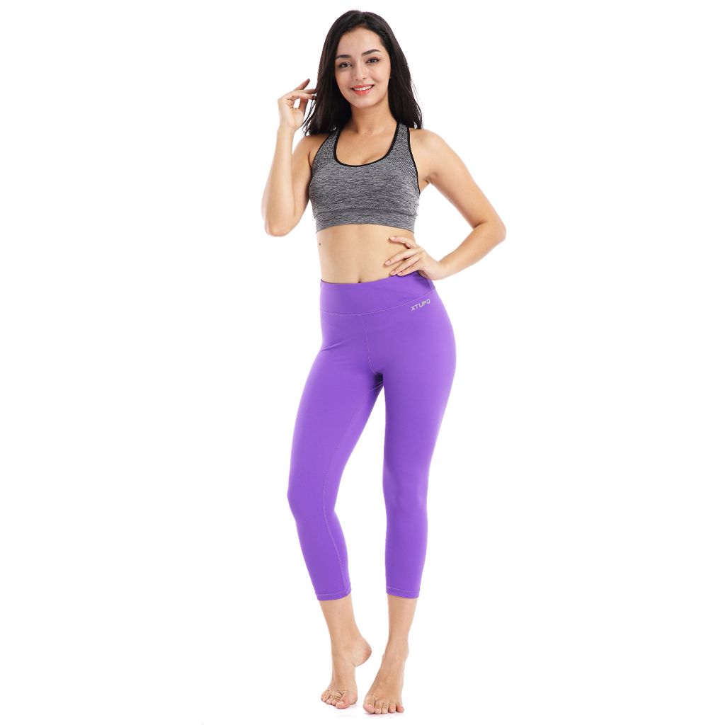 XTUPO High Waist Yoga Pants for Women with Pockets Leggings (Purple) XL