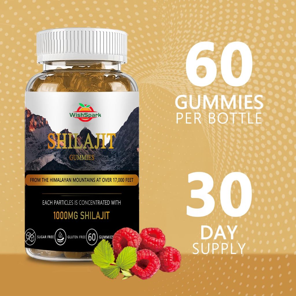 Shilajit - Pure Himalayan Shilajit Gummies 1200mg with Chaga, (60) Gummies Raspberry Flavor