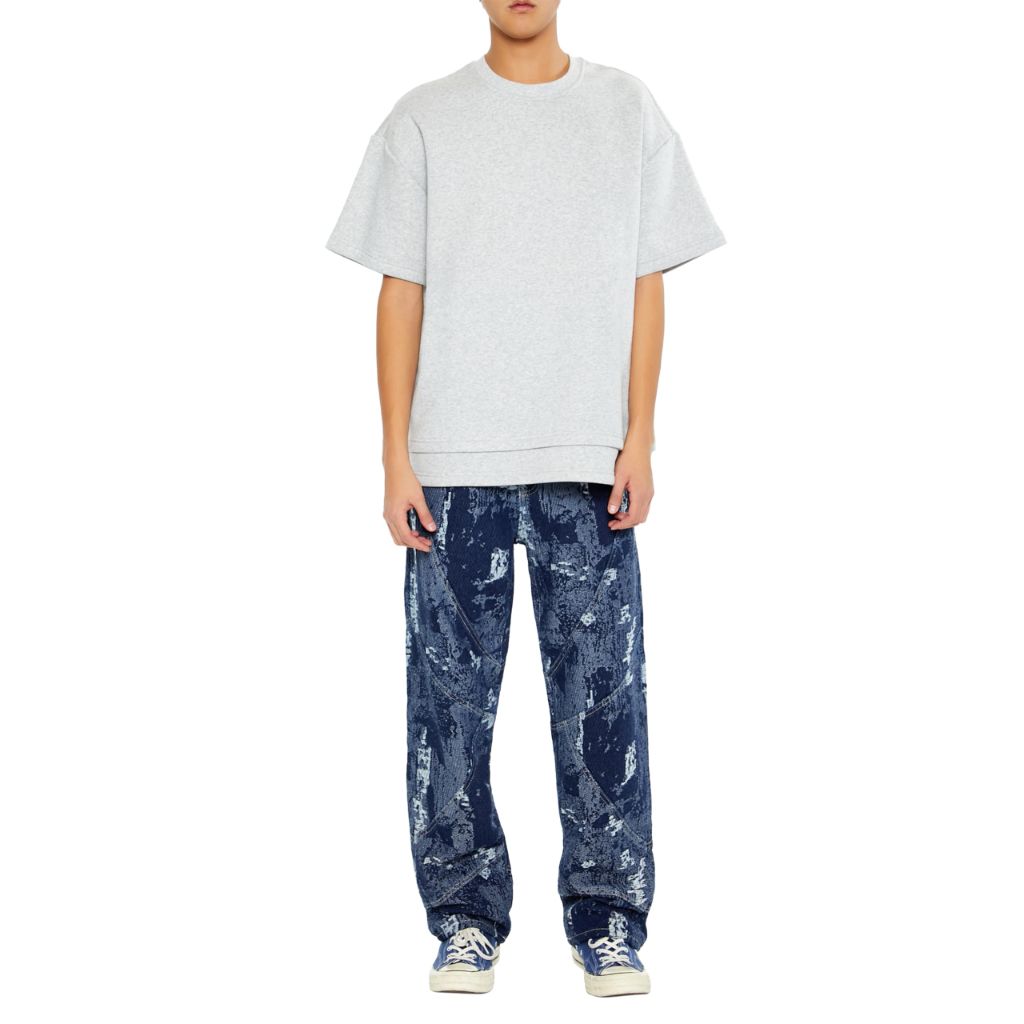 Forever 21 Men's Jacquard Abstract Mid-Rise Jeans Dark Denim/Multi 29