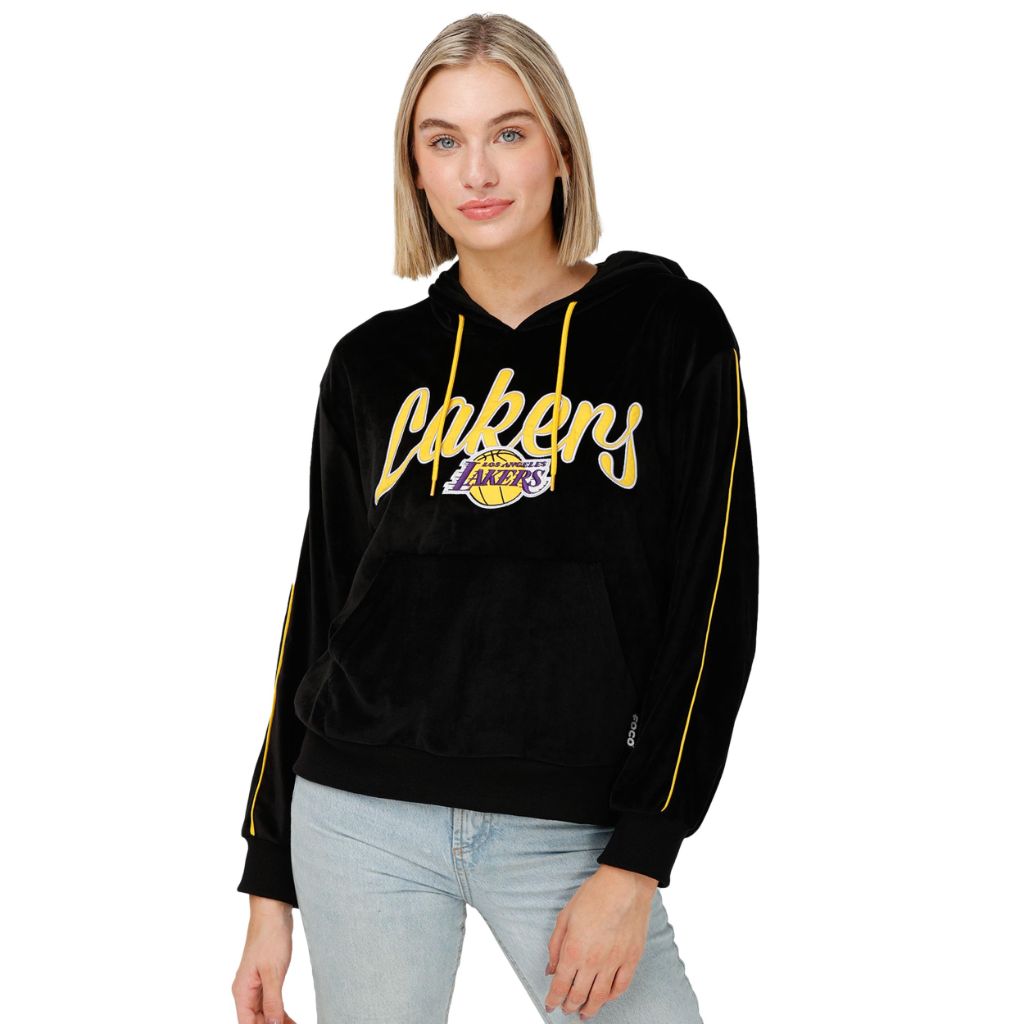 FOCO Los Angeles Lakers NBA Womens Velour Hooded Sweatshirt - S