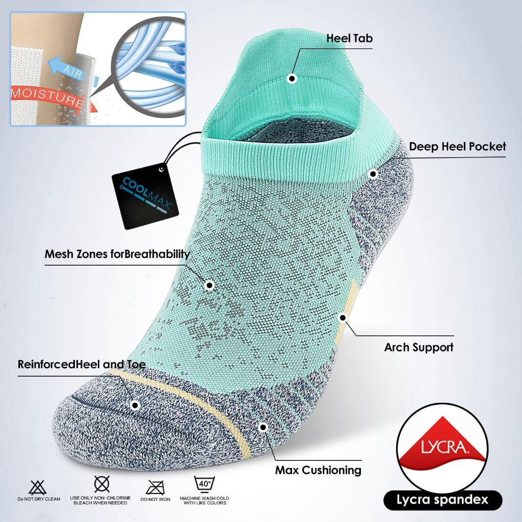 Ankle Compression Socks For Women - Blue/Green, Size Small (3 Pair)