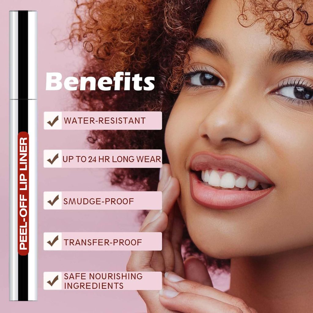 QCMME Lip Liner Stain Peel Off with Tweezer, Long Lasting Matte Lip Tattoo | #07