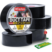 XFasten Heavy Duty Duct Tape 2” x 50 Yards (5-Pack, 750ft Total) 11mils Extra Thick and Waterproof H- Black