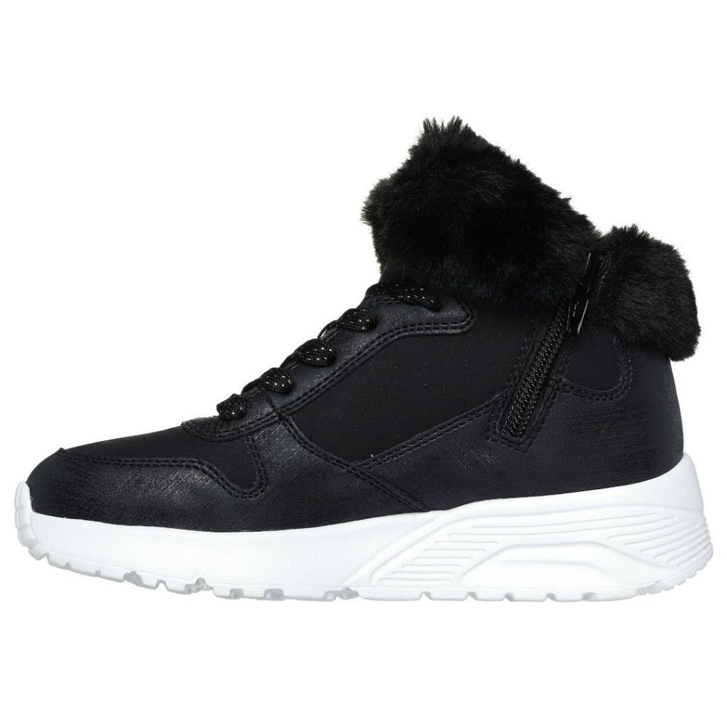 Skechers Street Uno Lite - Comfurt Collar Sneaker, Black/Rosegold, SZ 11.5Y