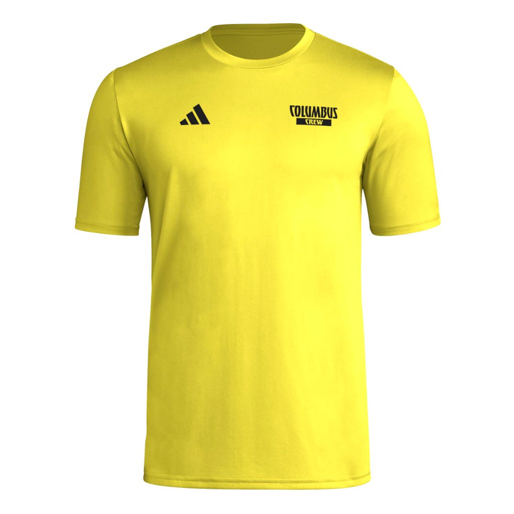 Adidas Mens Columbus Crew Pre-Game Short Sleeve Soccer T-Shirt,Team Yellow/Columbus Crew,Medium