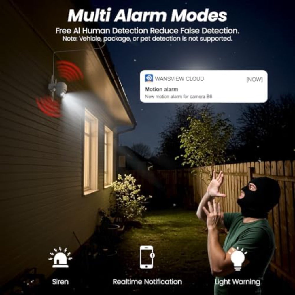2K Cameras for Home Security-2.4G WiFi Outdoor Camera Wireless Solar/Battery Powered, 360° Viewing, Works with Alexa(2 Pack)