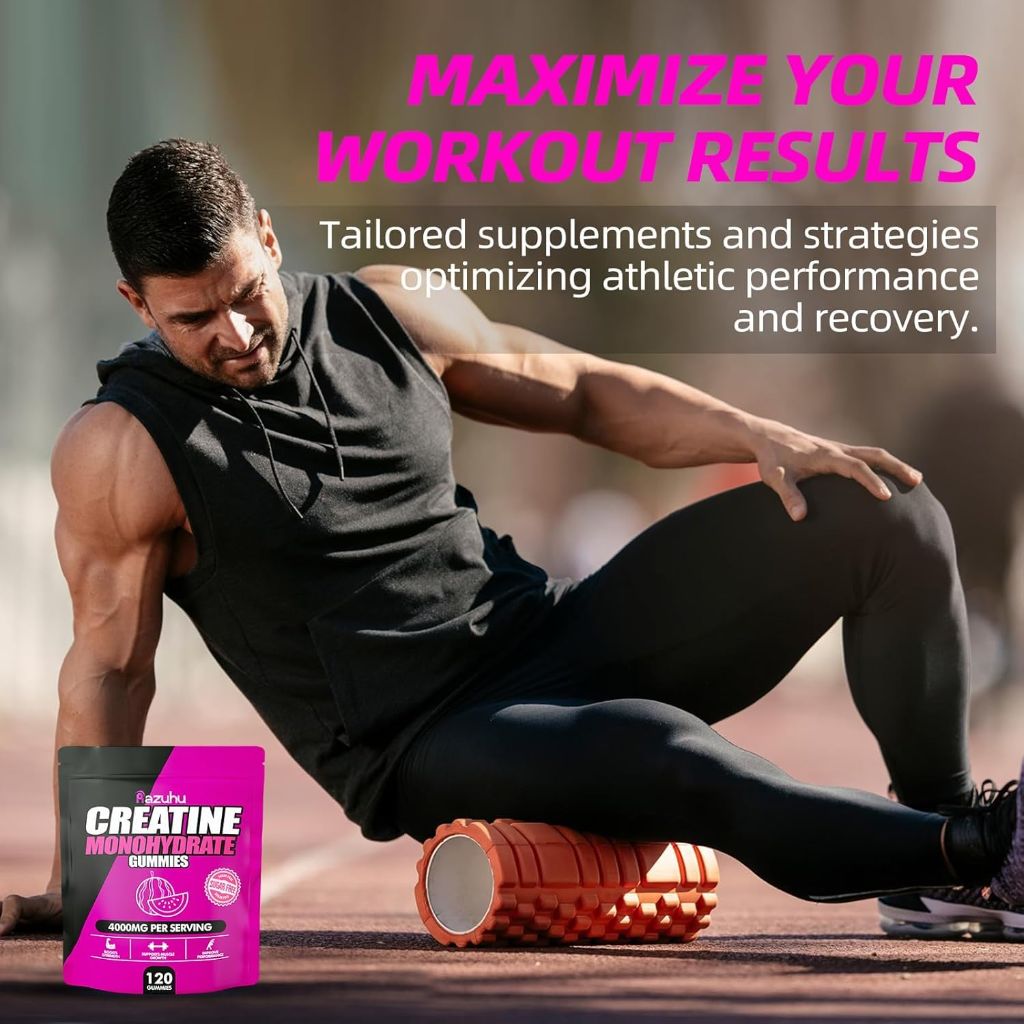 Razuhu Creatine Monohydrate Gummies, 120 Count, Watermelon Flavored