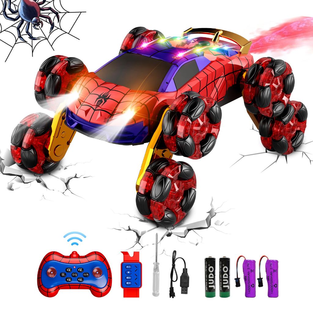 Terucle 8WD Remote Control Car, 2.4Ghz RC Cars with Spray & Cool Light, Drift Climbing Car,