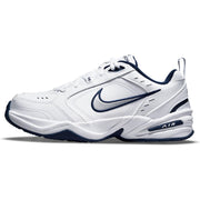 SZ 9 WD, Nike Men's Air Monarch Iv Sneaker, White Metallic Silver 102