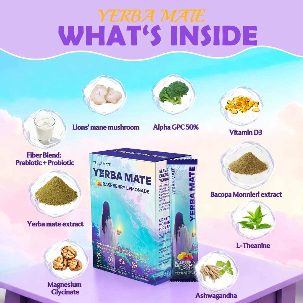 Zelfyrtisar Yerba Mate Instant Tea Powder - Sugar-Free Raspberry Lemonade Flavor