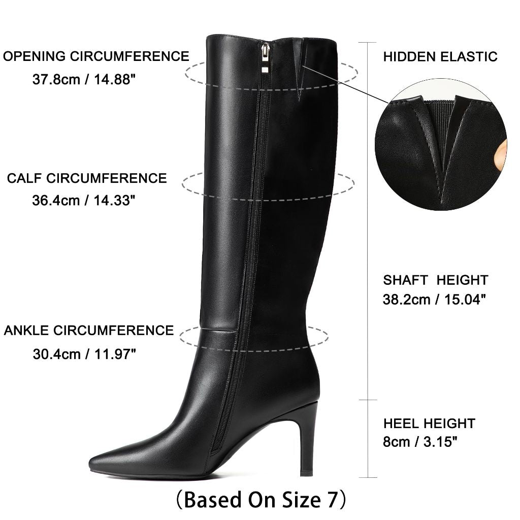Reitoye Knee High Boots Women, Black - Size 7
