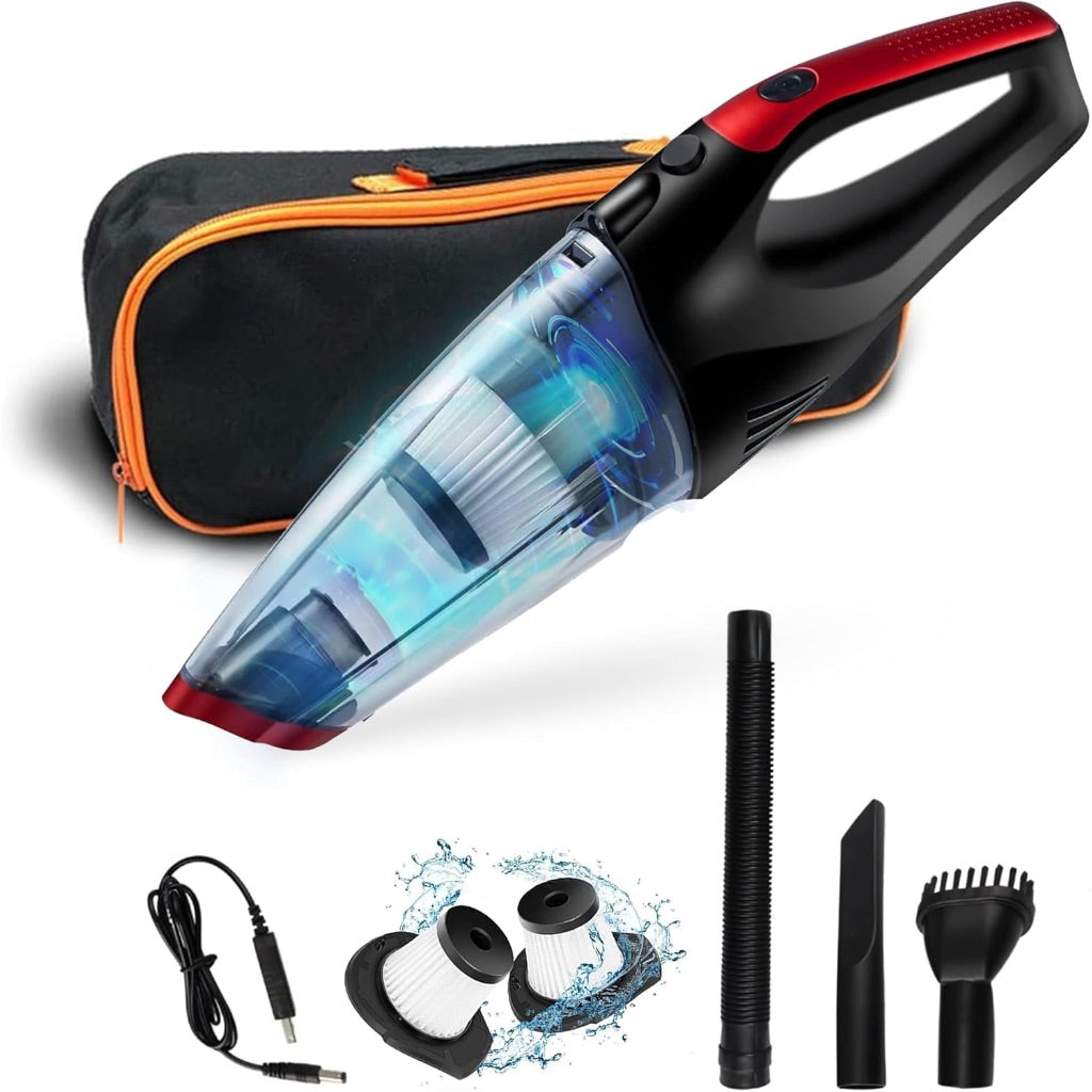 Pure Flower Home Wireless Car Vacuum Cleaner, 6200PA with USB Quick Charge and 2 Filters - Black