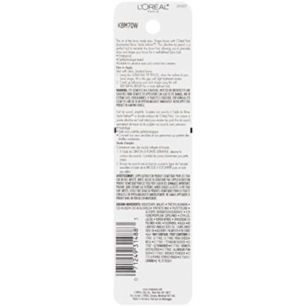 L’Oréal Paris Makeup Brow Stylist Definer Waterproof Eyebrow Pencil, Brunette, (389) 0.003 oz.