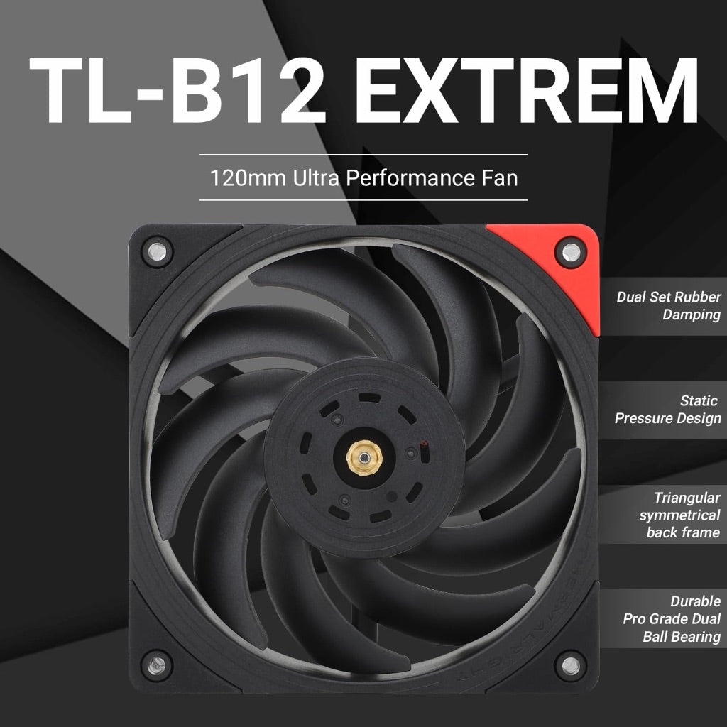 Thermalright TL-B12 Extrem CPU Fan Cooler,Industrial Grade Fans,with High Speed 3150RPM,120mm Cooling PWM Fan,Three-time Dynamic Balance Correction,Computer Case Cooling Fan