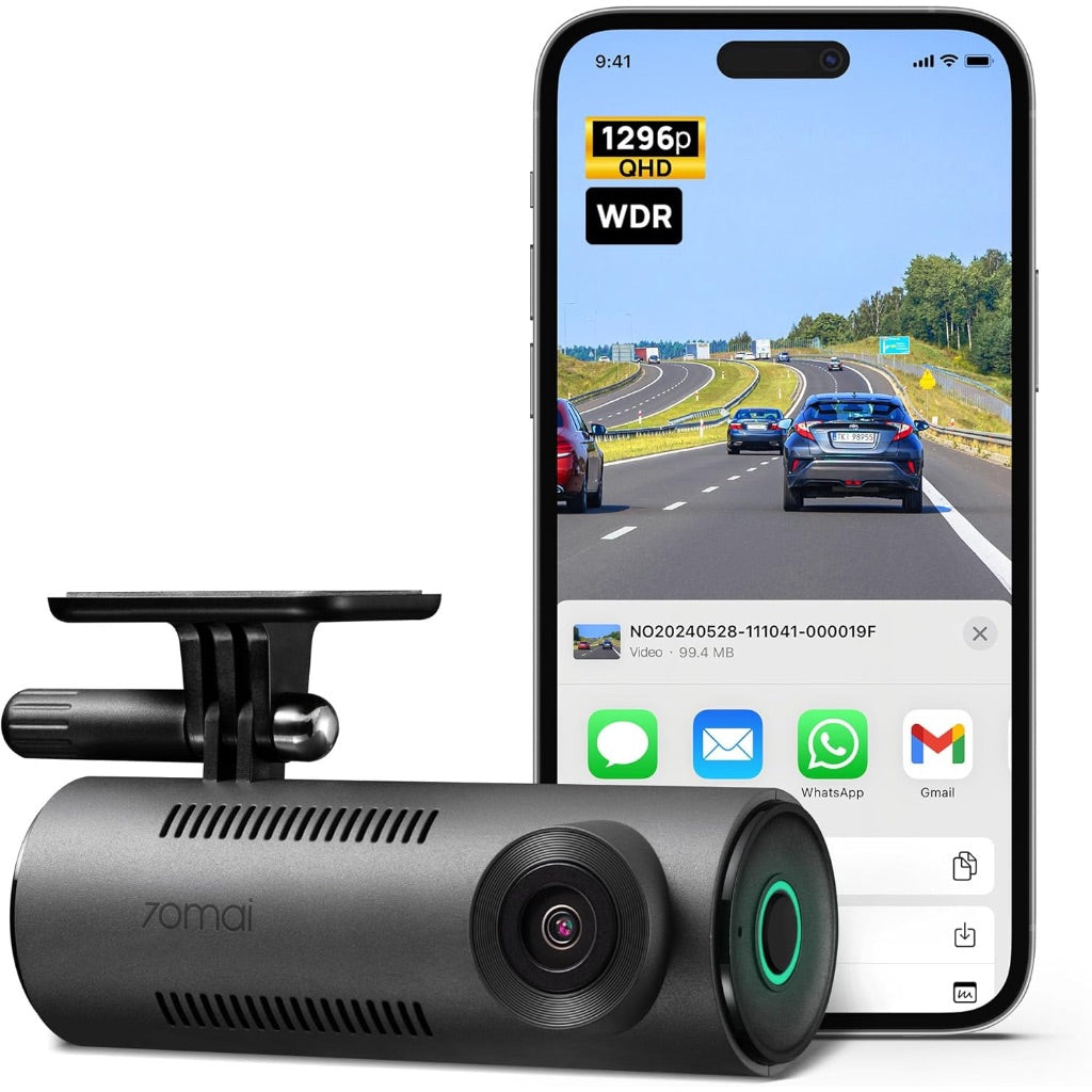 70mai Smart Dash Cam M310, 1296P QHD, Built-In Wi-Fi, 130° Wide-Angle FOV, WDR, Night Vision, iOS/Android Mobile App, Loop Recording, Parking Monitor, Time-Lapse