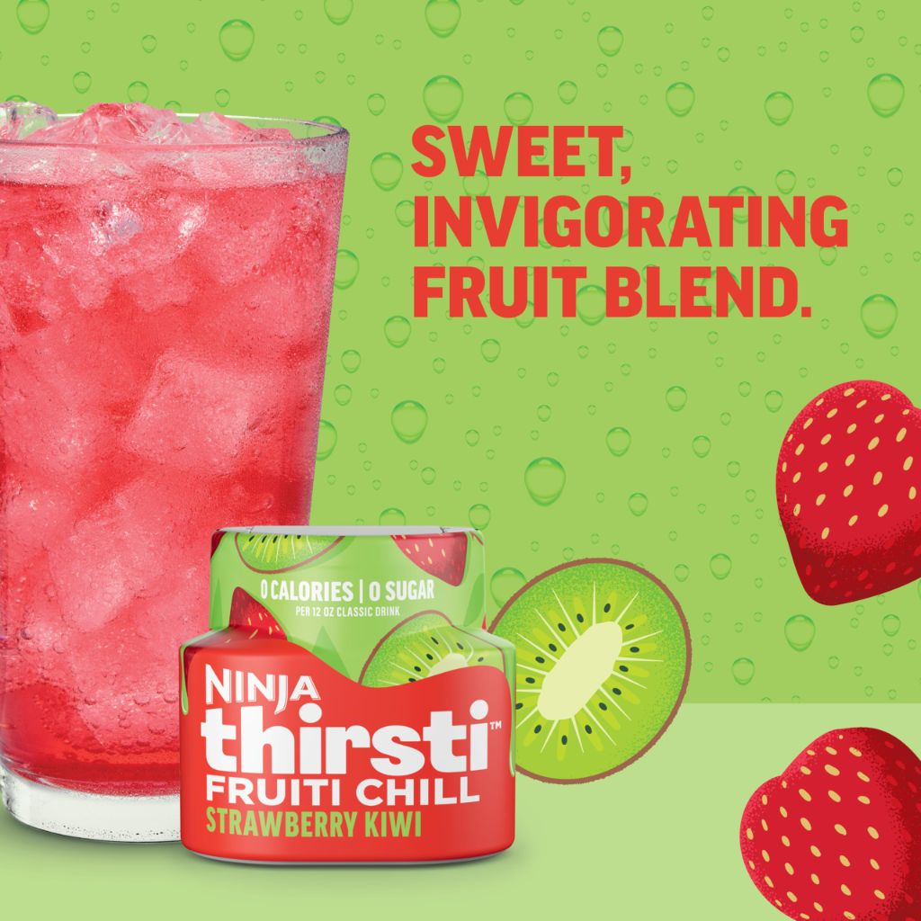 Ninja Thirsti Flavored Water Drops, FRUITI CHILL Strawberry Kiwi, 12oz drinks, 3 Pack