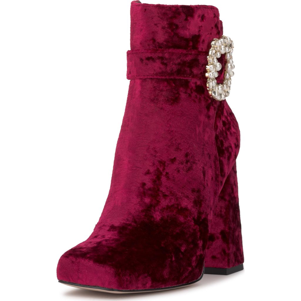 Jessica Simpson Luminna Embellished Buckle Heeled Bootie, Oxblood, 5.5