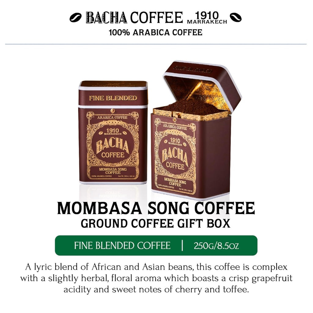 Bacha Coffee Signature Nomad Collection Mombasa Song Medium Roast Fine Blended Ground Coffee, 2 Pack