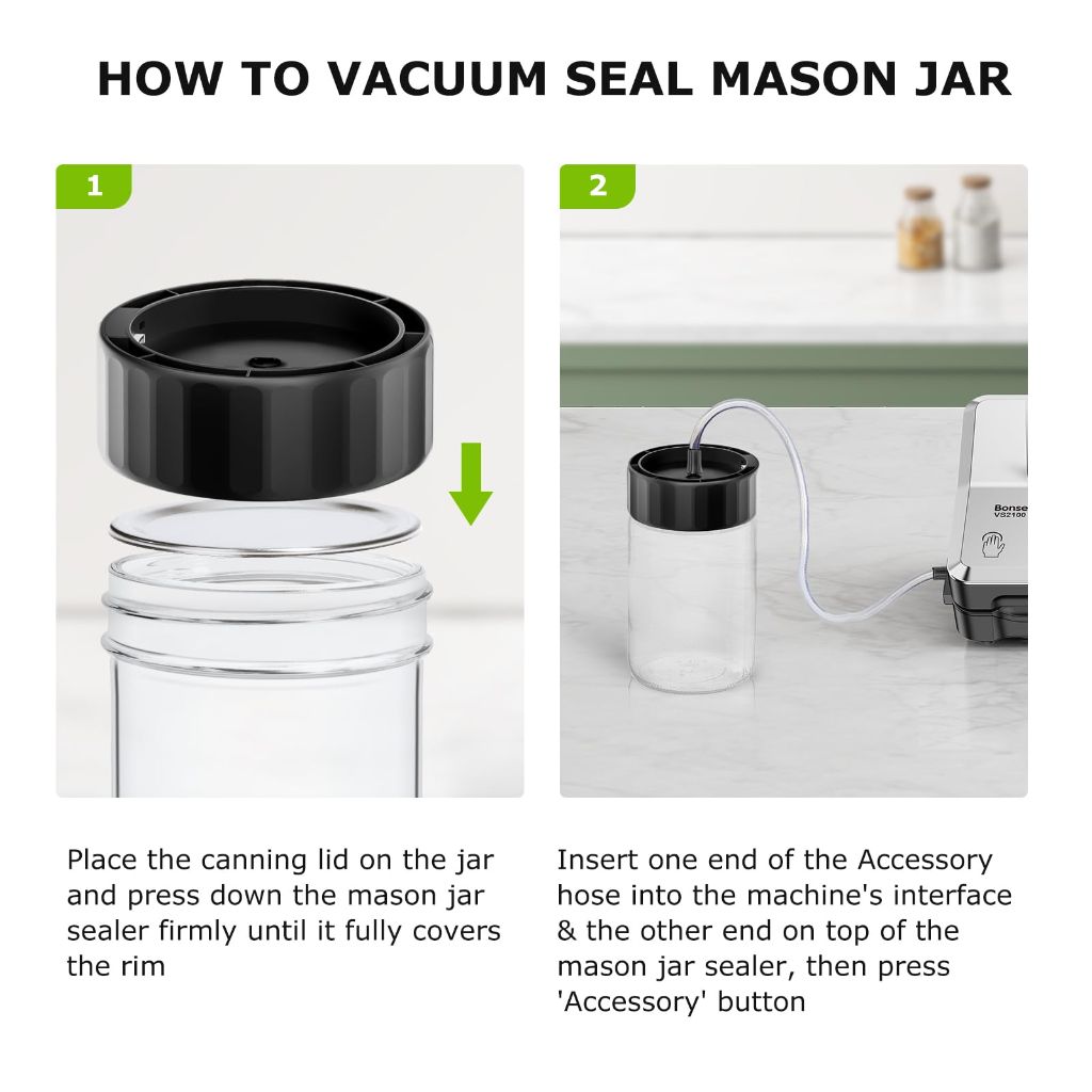 Bonsenkitchen Vacuum Sealer Machine with Mason Jar Sealer Kit |  Silver