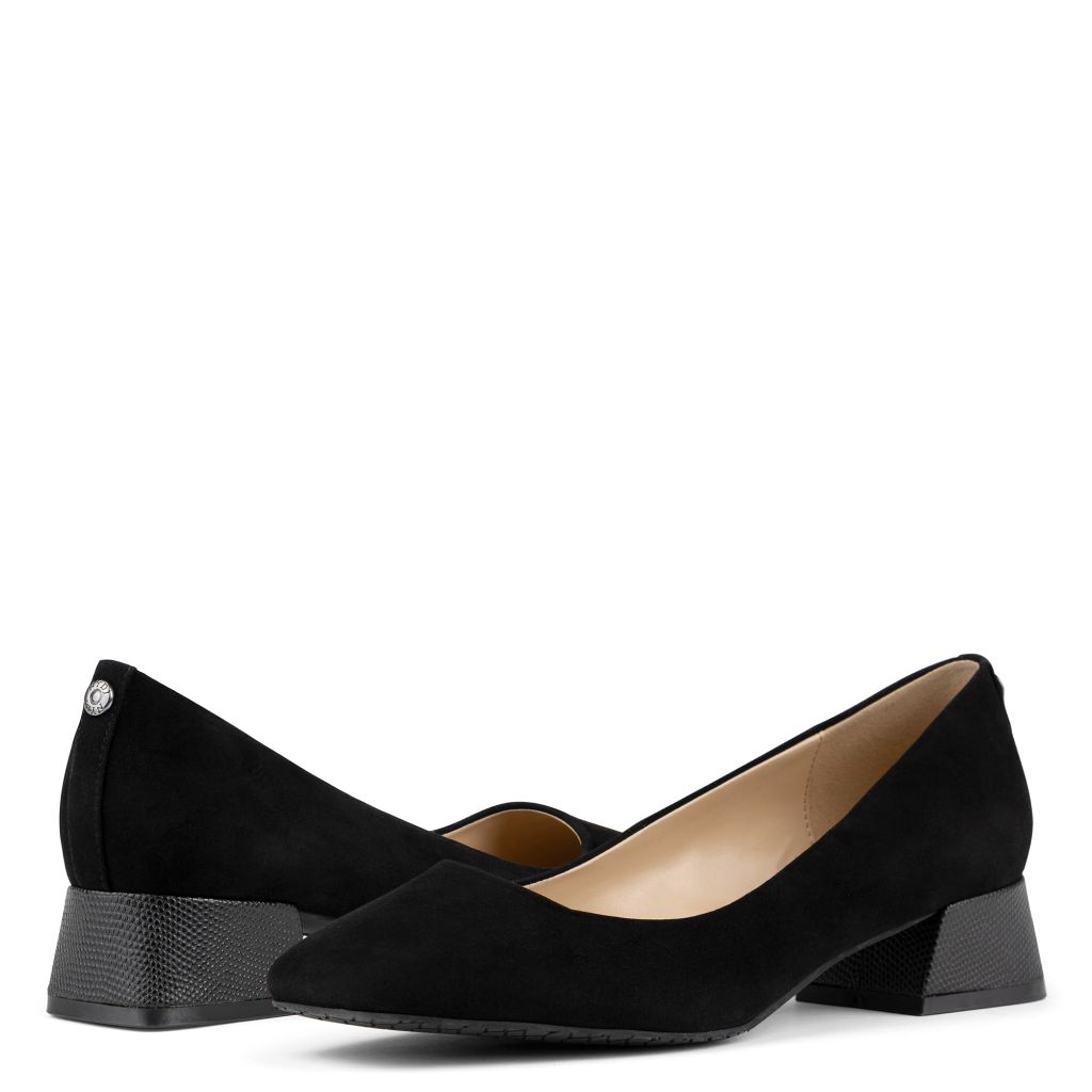 NYDJ Womens Teddie Suede Mid Heel Pump, Black, Size 11