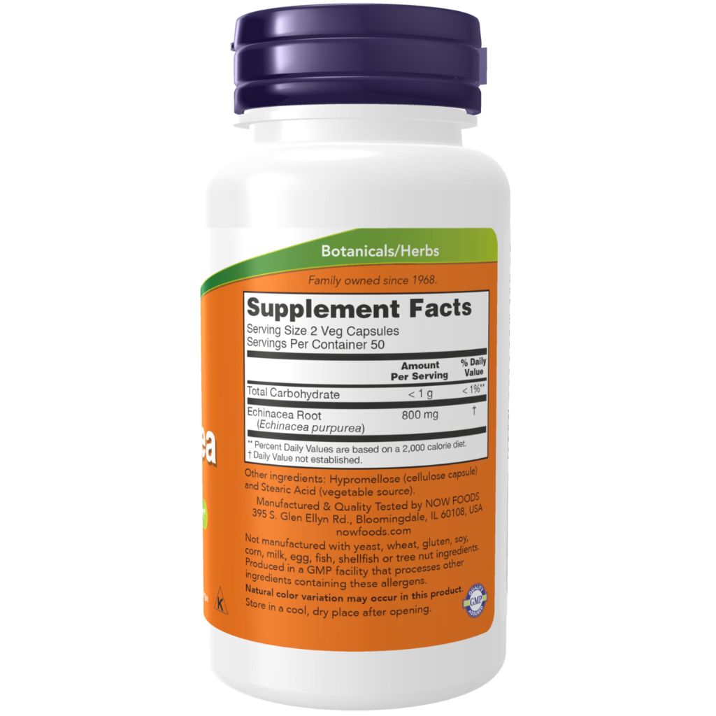 NOW Foods Supplements, Echinacea (Purpurea Root) 400 mg, Immune System Support - 100 Veg Capsules