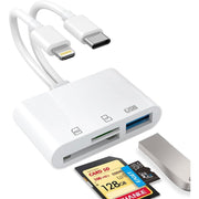 USB C SD Card Reader for iPhone, iPad, Lightning Dual Port SD Card Adapter, Memory Card Reader for Camera Adapter, Support SD, Micro SD, USB 3.0, Plug and Play