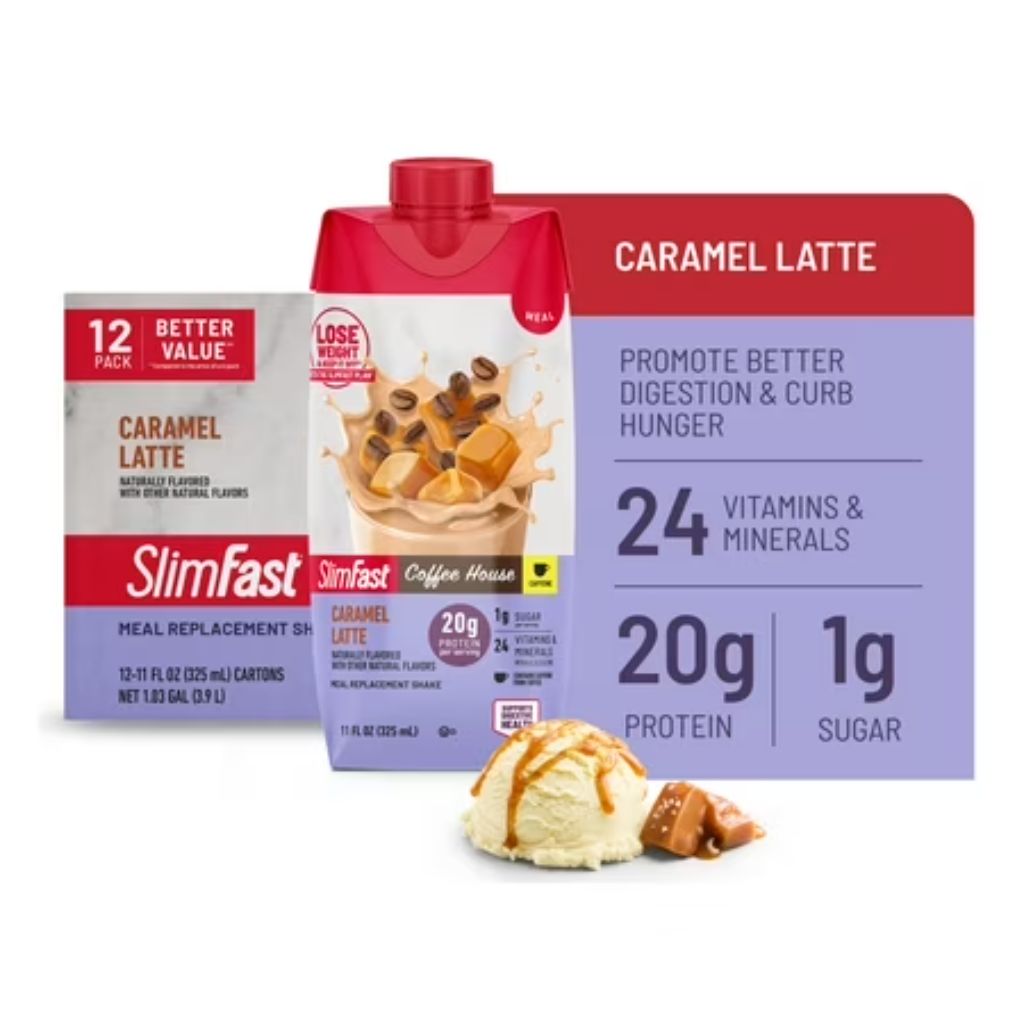 SlimFast Protein Shake  Caramel Macchiato- 20g Protein  12 Count