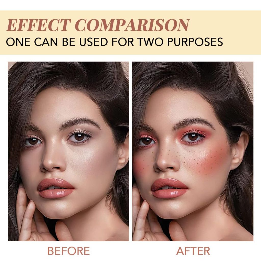 Freckle Blush Makeup Pen,Coffee Freckle Stamp 2 in 1 Double-ended Waterproof | Orange Liquid Blush
