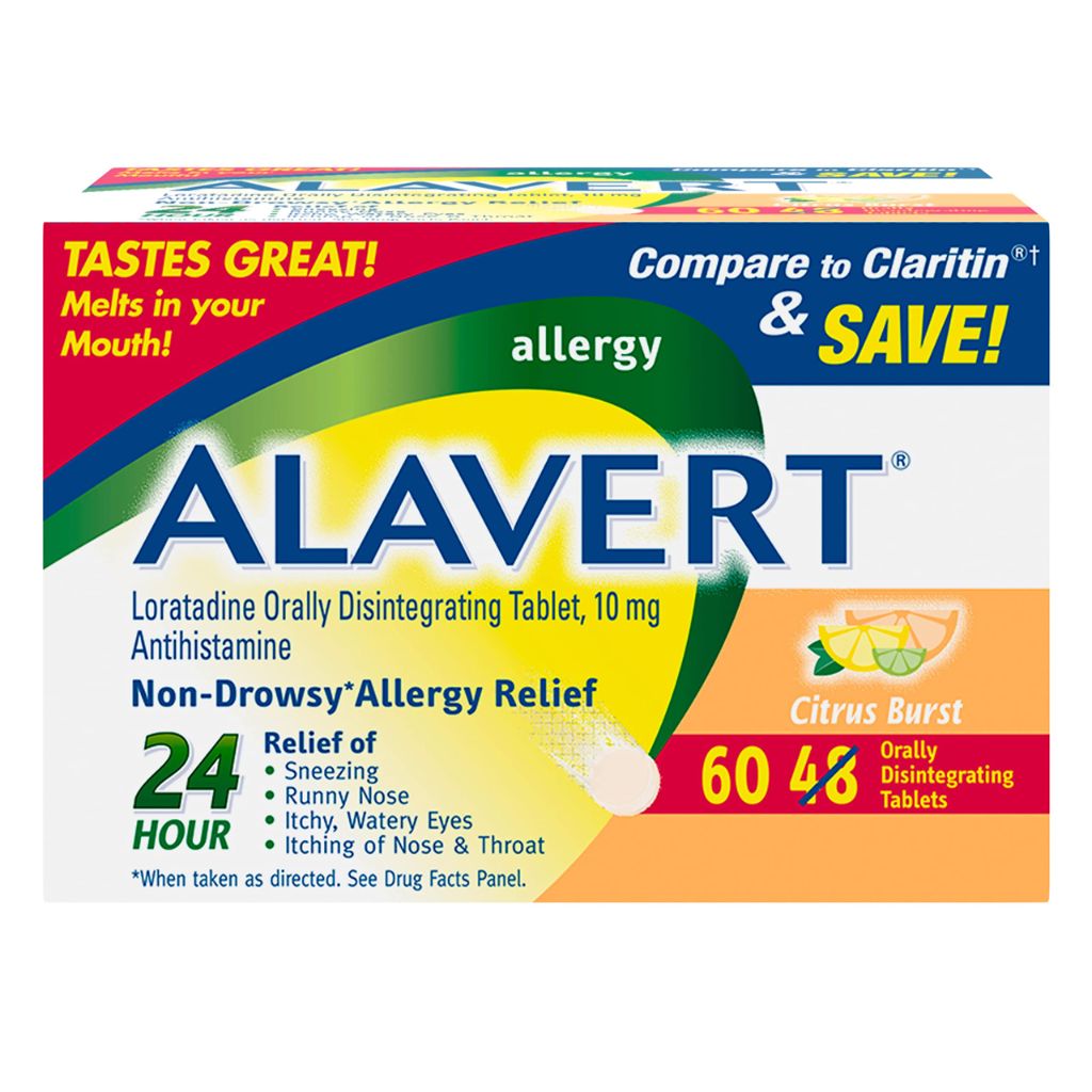 Alavert Allergy 24 Hour Relief, Citrus Burst Flavor, Orally Disintegrating Allergy Tablets, Non-drowsy 60 Count