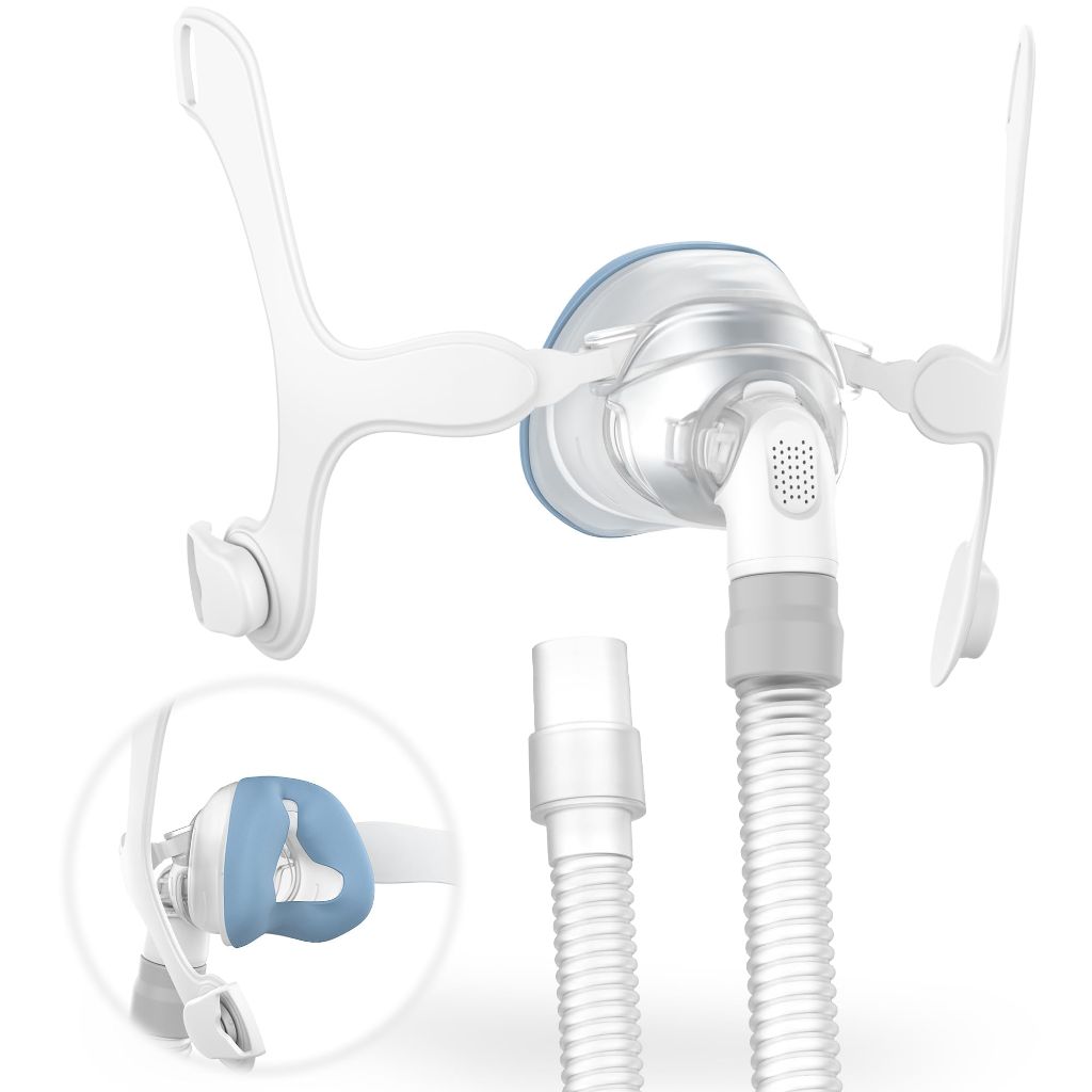 Replacement Frame Set for Airfit N20 & for Airtouch N20, Includes Fabric Nasal Cushion & Quick-Release Tube - IBEET Nasal Supplies for N20 Mask Small