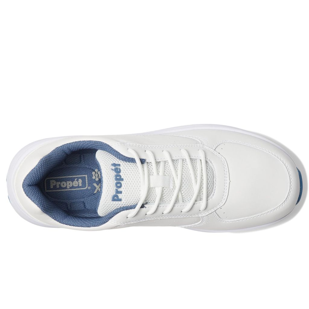 SZ 12M, Propét Women's Ultima Leather Orthotic Athletic Shoes White/Denim