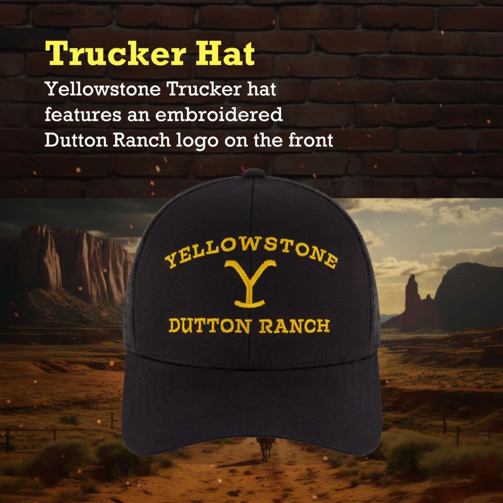 Yellowstone Adjustable Snapback Mesh Snapback Trucker Hat with Curved Brim, Midnight, One Size