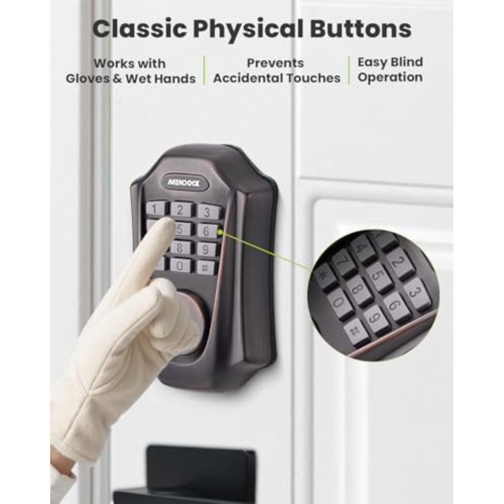 Keyless-Entry Deadbolt Smart Lock: UF01 GreenShield Digital Exterior Locks for Front Door, Touch-Control Keyless Door Lock with Keypad Smartphone Control, Waterproof IP54 (Venetian Bronze)