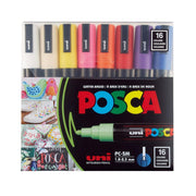 Posca Paint Marker Pen - PC-5M Extra Fine 1.8-2.5 mm, 16 Colors