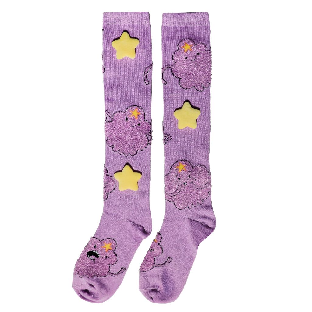 Bioworld Adventure Time Lumpy Space Princess Chenille Plush Stars Knee High Socks