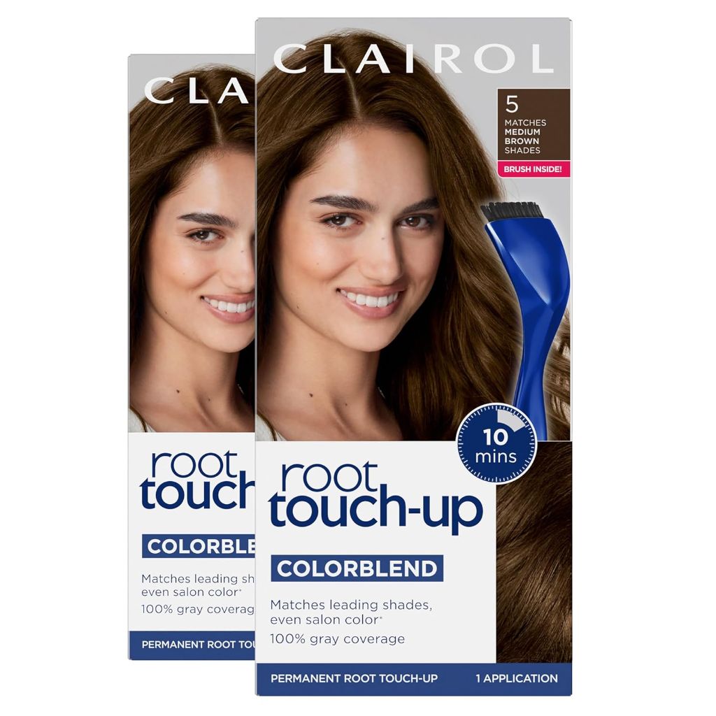 Clairol Root Touch-Up Colorblend Permanent Hair Dye - 5 Medium Brown, 2 Pack