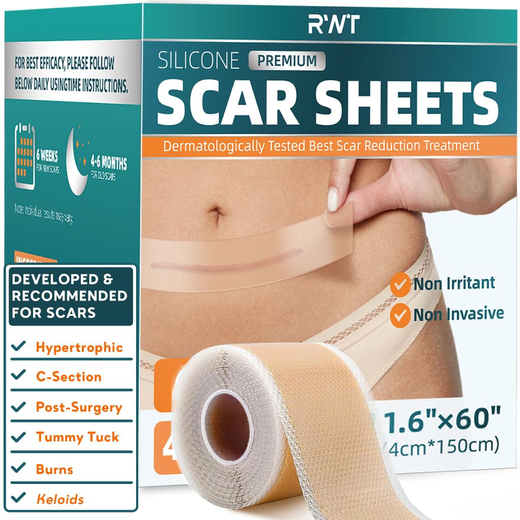Silicone Scar Tape - 60" x 1.6" Roll - 1.5M, Scar Treatment - Medical Grade Reusable Silicone Scar Sheets