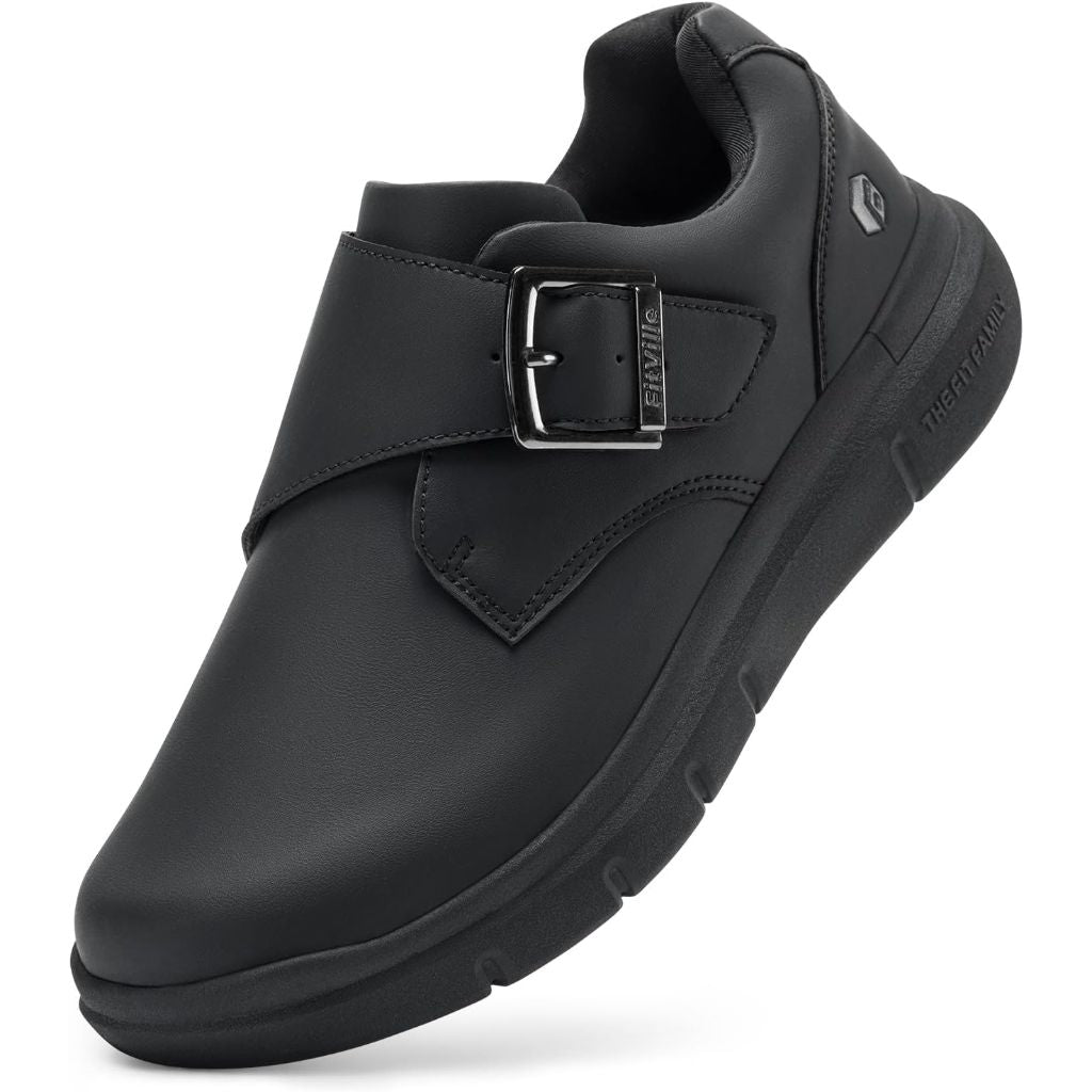 FitVille Extra Wide Casual Walking Shoes for Men with Adjustable Strap, Size 14W, Black