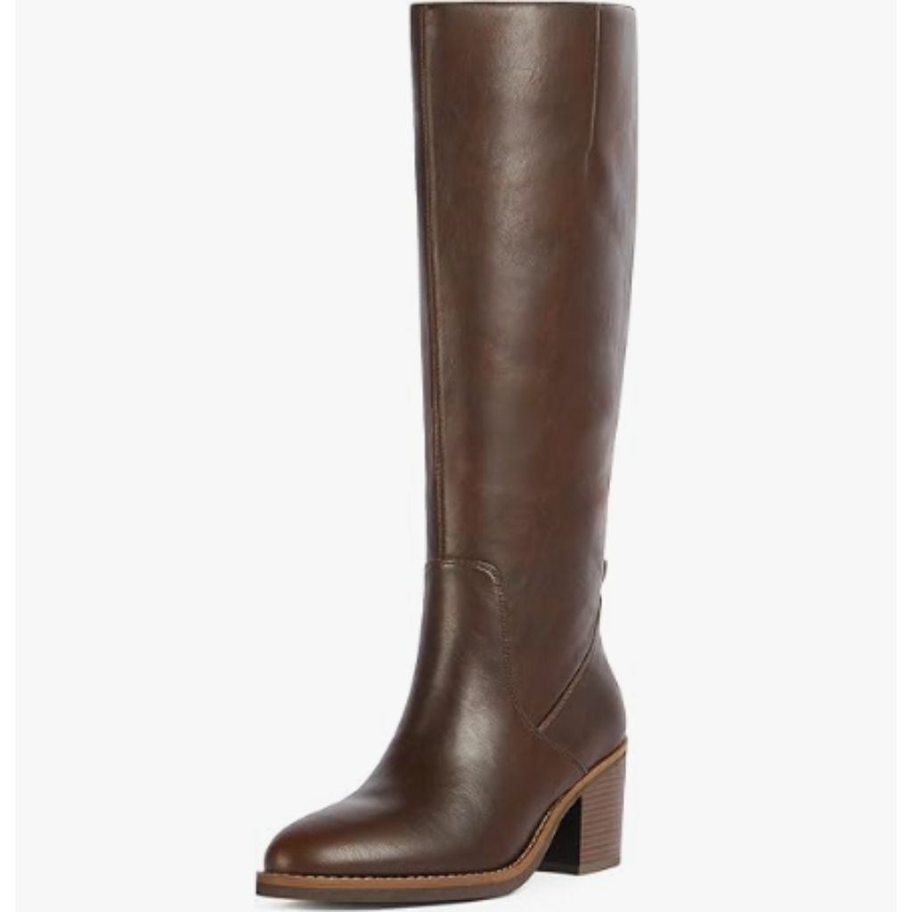 Knee High Boots Women Chunky Heel Rounded Toe Tall Boots