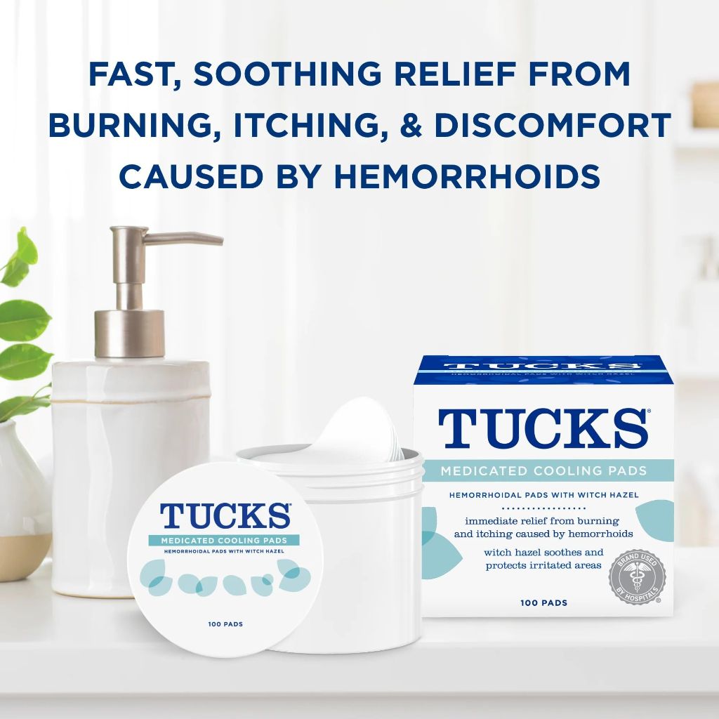 TUCKS Medicated Cooling Pads, 100 Count – Hemorrhoid Pads with Witch Hazel