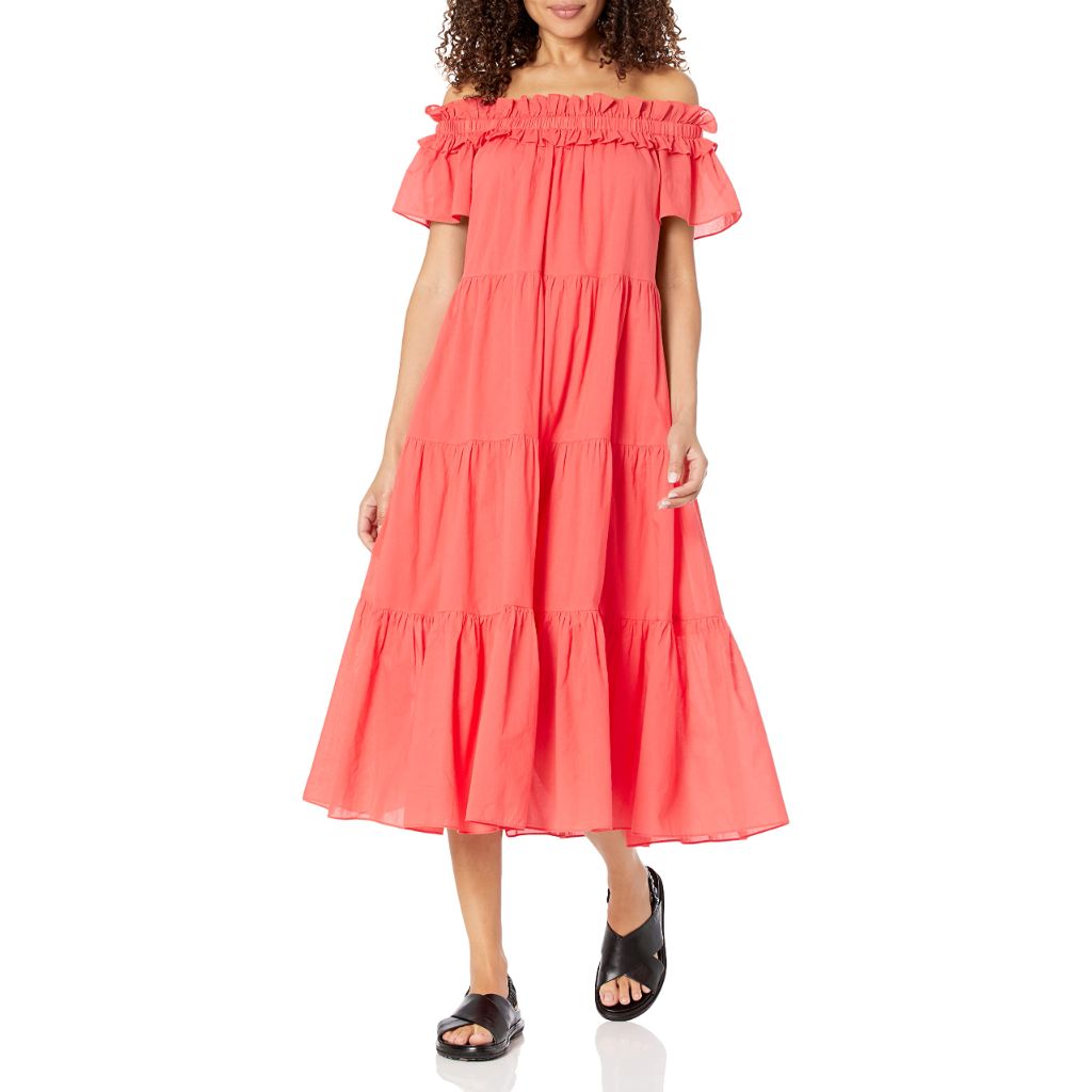 Trina Turk Women's Off The Shoulder midi Dress, Slushie - size M