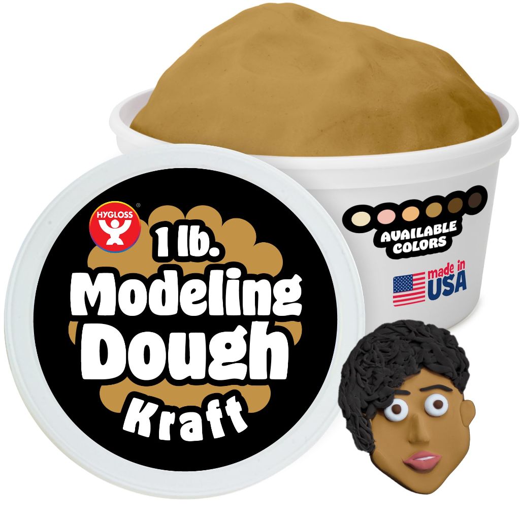 Hygloss Play Modeling Dough for Kids – Multicultural Skin Tones –  (1 lb, Kraft)