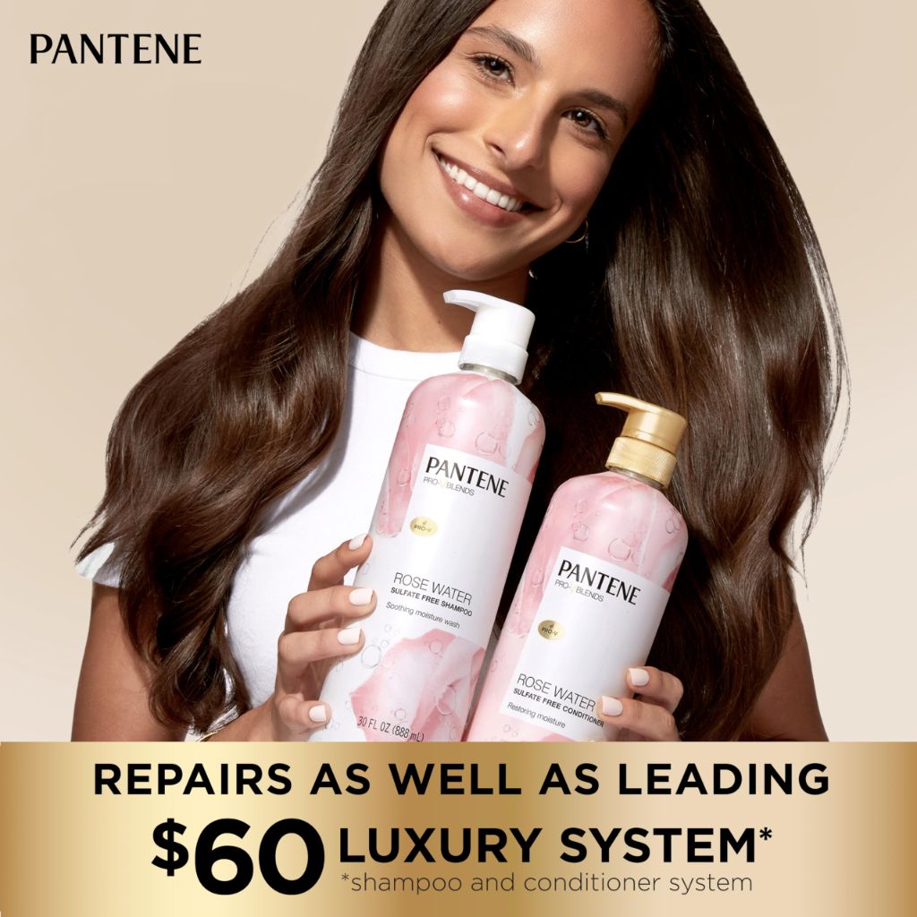 Pantene Sulfate Free Rose Water Shampoo, 30.0 oz