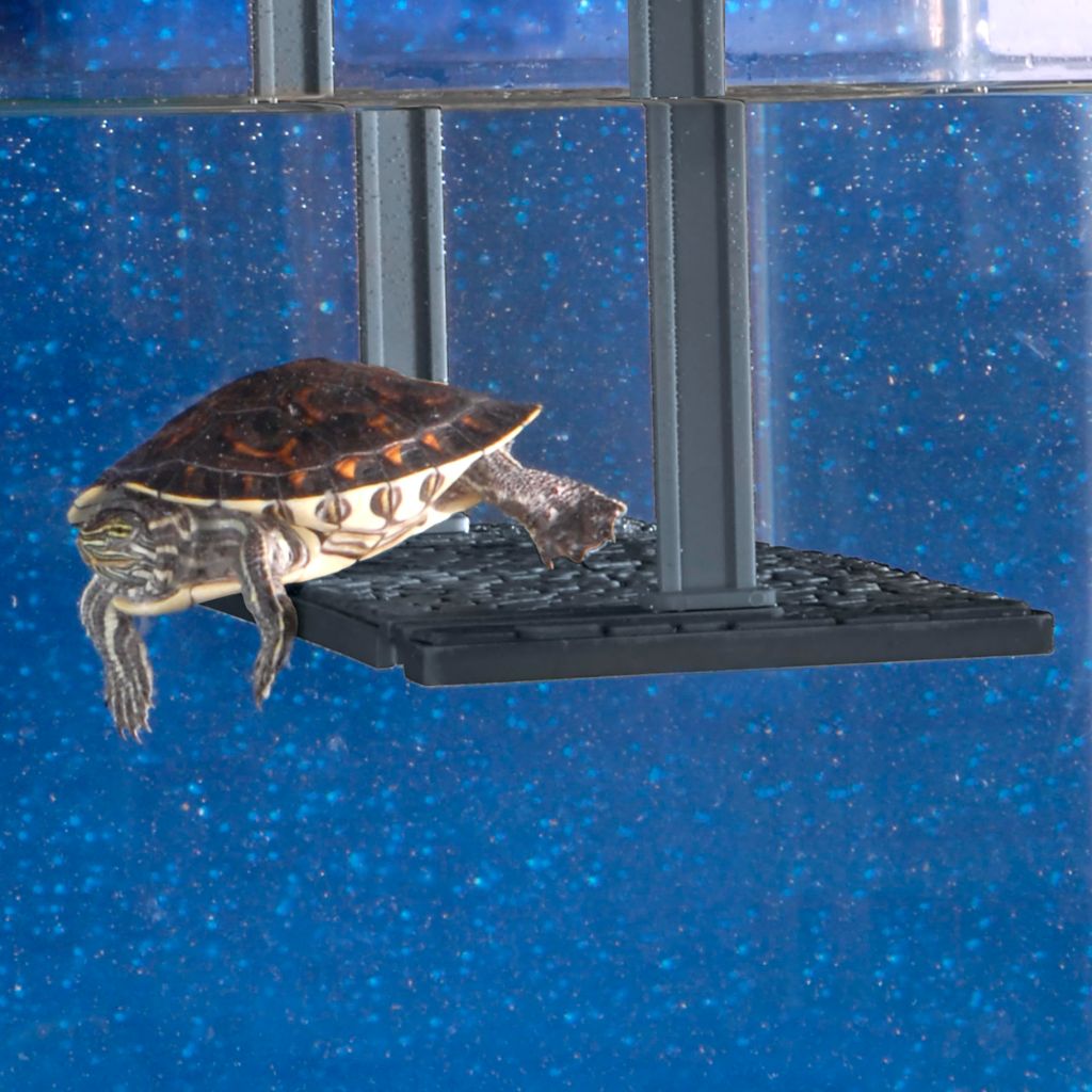 PENN-PLAX Reptology Turtle Topper – Above Tank Basking Platform That Safely Mounts to Standard Size Tanks Including 10g, 20L, 20H, 29g, up to 55 Gallons and 13” Wide – Black Color (REP600)
